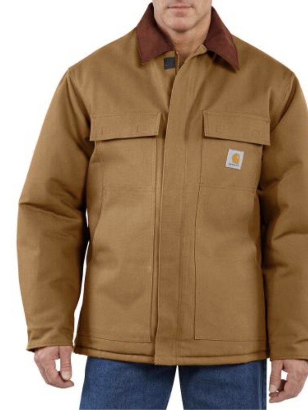 Carhartt mens jacket size 44 tall made in the USA tan brown C03